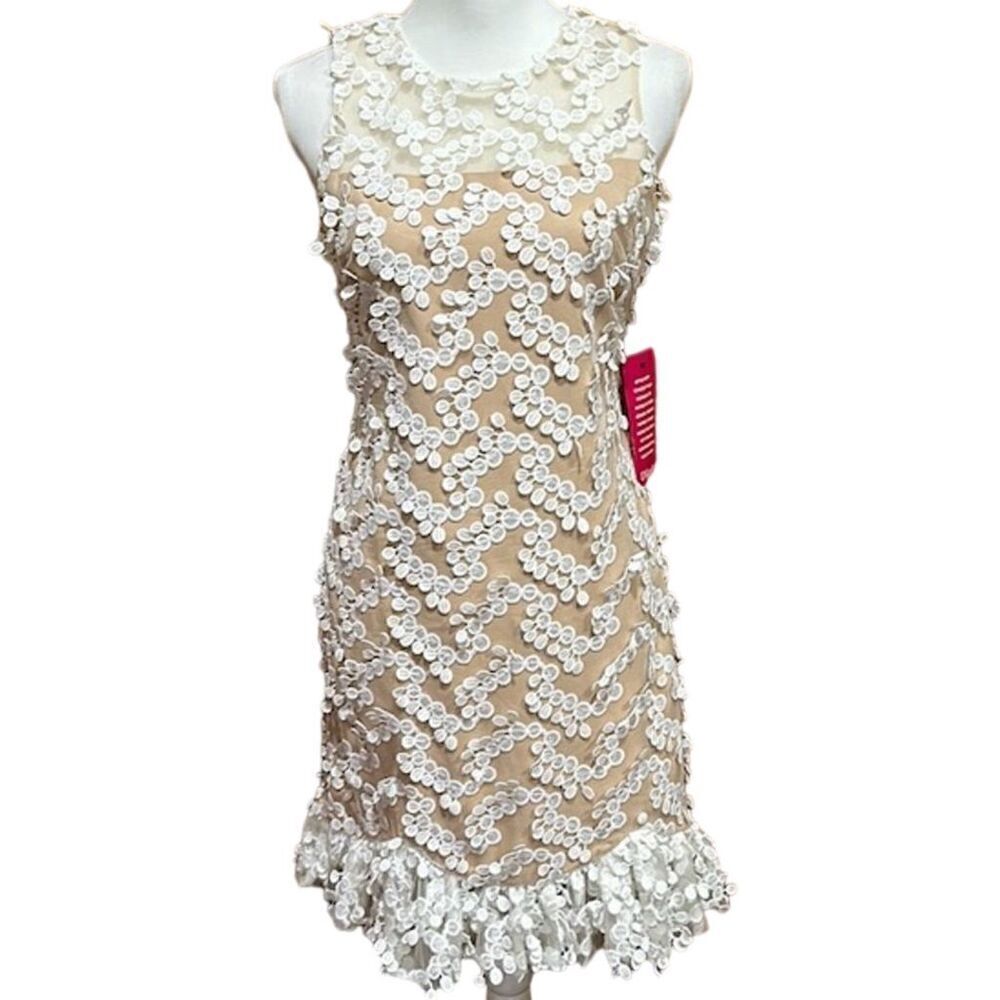 Badgley Mischka Belle Bridget Ivory Lace Overlay Dress Size 2 - NWT
